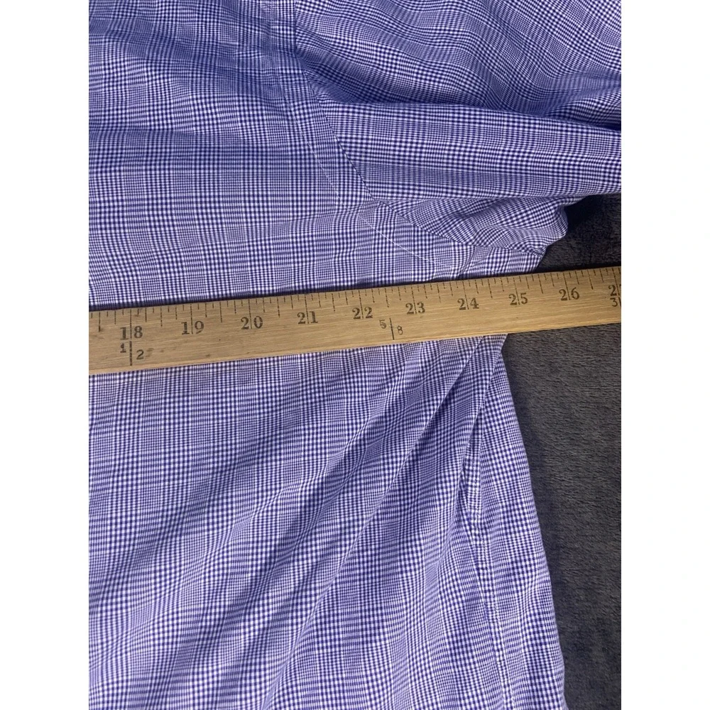 Vtg Polo Ralph Lauren Shirt Mens 17 XL Button Down Plaid Cotton Blue Pony Office